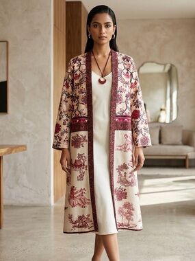 NWT Cotton Blend Pink Floral Spring Coat